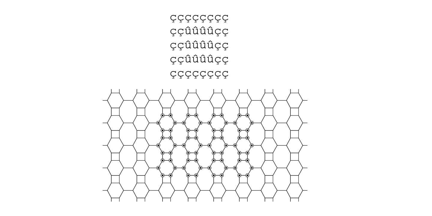 Przykład czcionki Hex Braille Regular